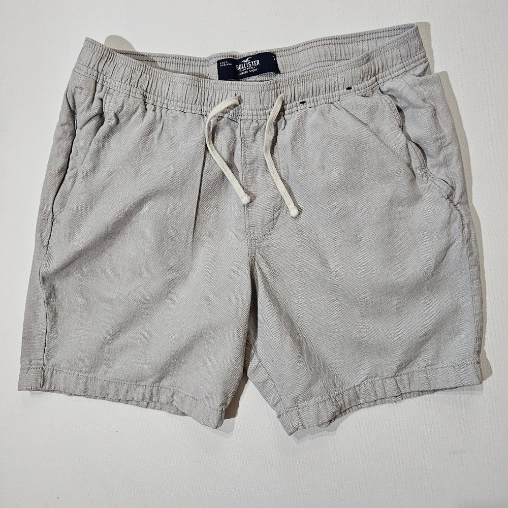 Hollister Jogger Shorts Womens Large Grey High‎ Rise Linen Blend Beachy Relaxed